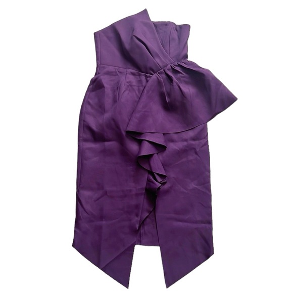 NEW Elliatt Reception Cascade Ruffle Strapless Dress in Purple, Size L $170 - Picture 7 of 15